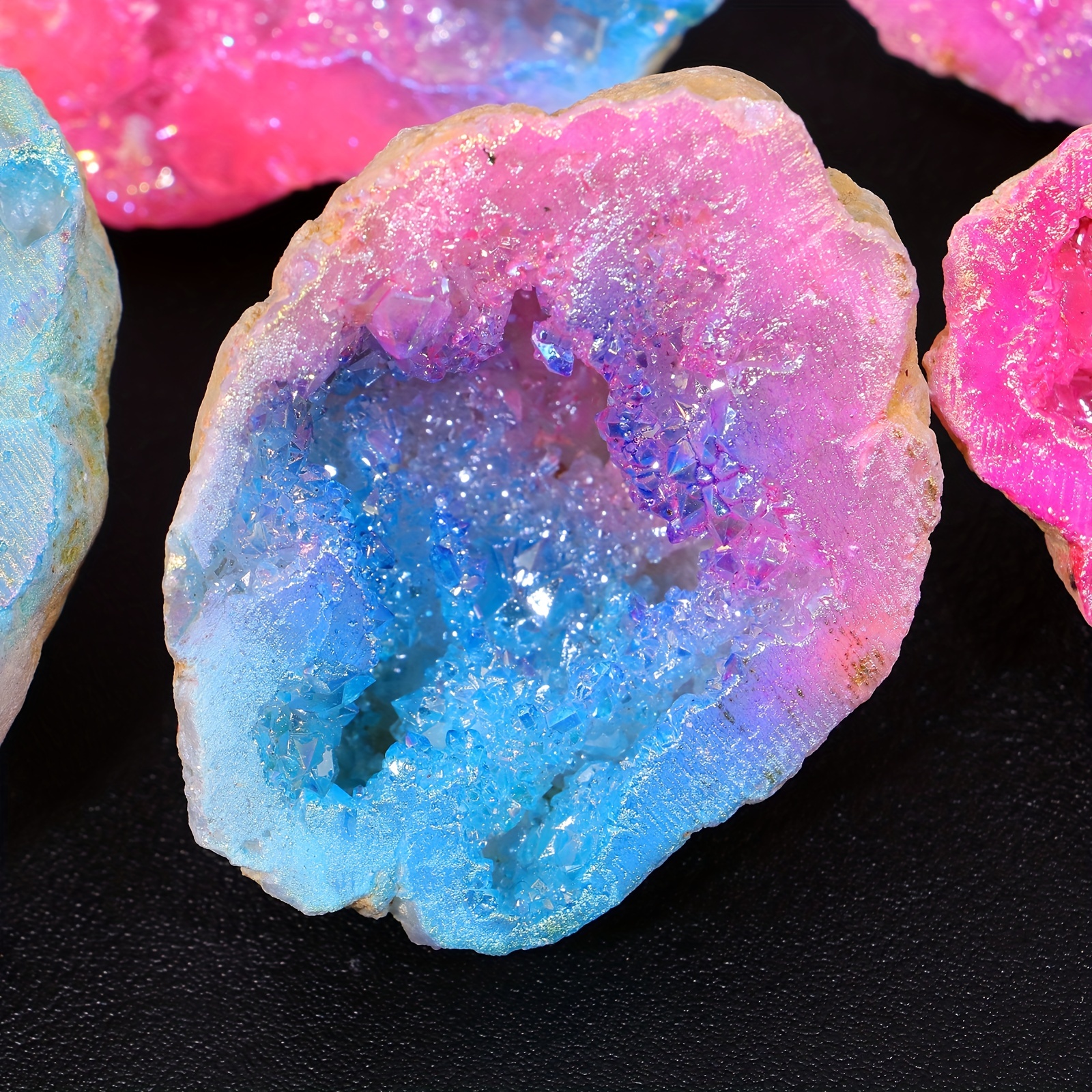Pink Gemstone Cluster Healing Stone Ball Geode